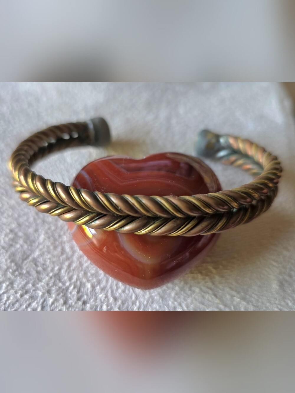 Vintage Mixed Metal Twisted Copper & Brass Braided Cuff Bracelet